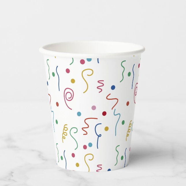Colored Party Confetti Pattern Pappbecher (Vorderseite)