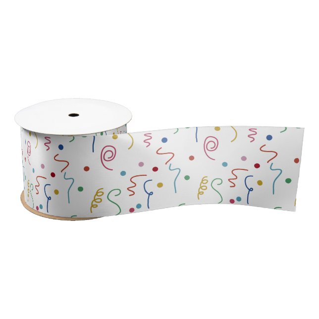 Colored Party Confetti Pattern Satinband (Spule)