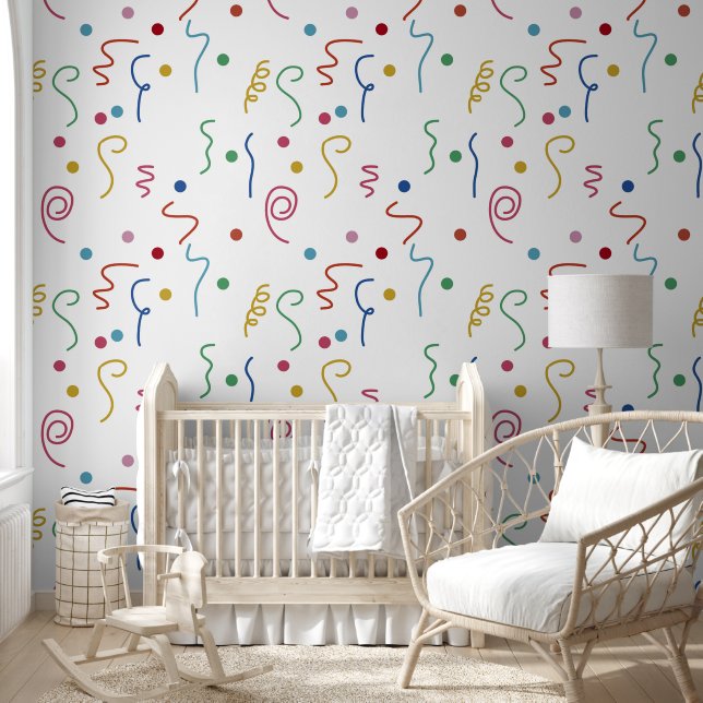 Colored Party Confetti Pattern Tapete (Kinder)