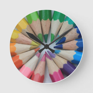 Colored Pencils clock Runde Wanduhr