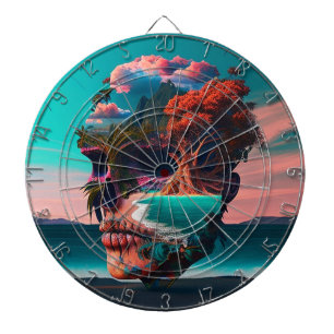 Colored skull head dartscheibe