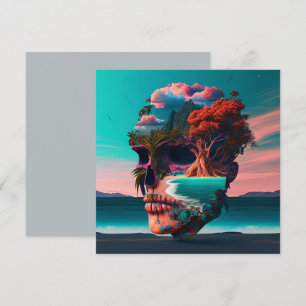 Colored skull head feiertagskarte