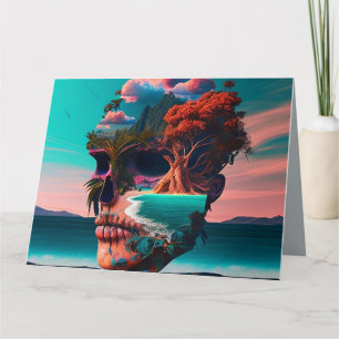 Colored Skull Head Karte