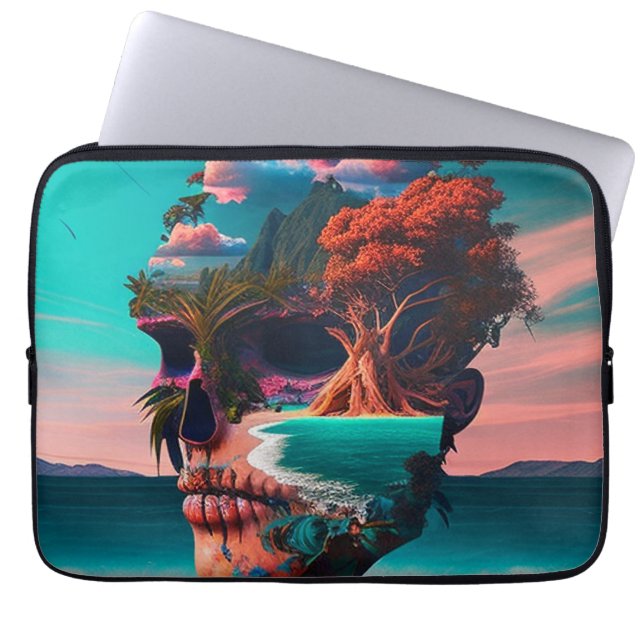 Colored skull head laptopschutzhülle (Vorderseite)