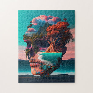 Colored skull head puzzle