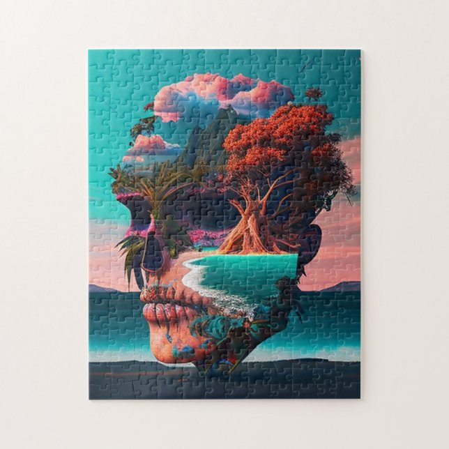 Colored skull head puzzle (Vertikal)