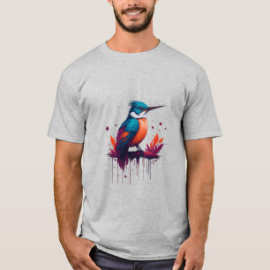 Colored Watercolor Kingfisher T - Shirt