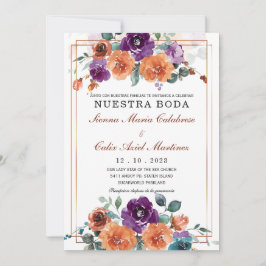 Colores de boda morado y naranja quemado einladung
