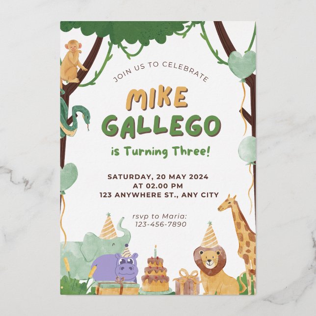 Colorfu Minimalistisch Birthday Einladungskarte |  Folieneinladung (Vorderseite)