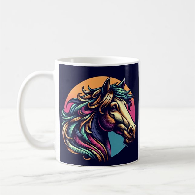 Colorfu Regenbogenpferd Kaffeetasse Tasse (Links)