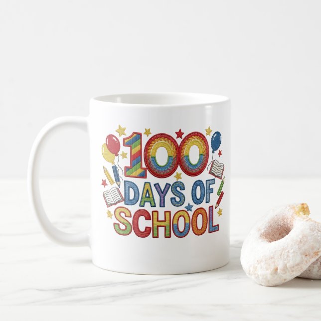 Colorful 100 Days of School Kaffeetasse (Mit Donut)