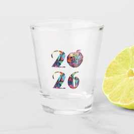 Colorful 2026 New Year- Schnapsglas