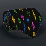 Colorful 80's Retro Neon Lightning Pattern  Krawatte<br><div class="desc">An eighties inspired retro pattern with colorful neon 80's lightning illustrations on a black background. Perfect design for anyone who loves nostalgic 80's look designs,  colorful shape illustrations and vintage neon patterns.</div>