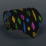 Colorful 80's Retro Neon Lightning Pattern  Krawatte<br><div class="desc">An eighties inspired retro pattern with colorful neon 80's lightning illustrations on a black background. Perfect design for anyone who loves nostalgic 80's look designs,  colorful shape illustrations and vintage neon patterns.</div>