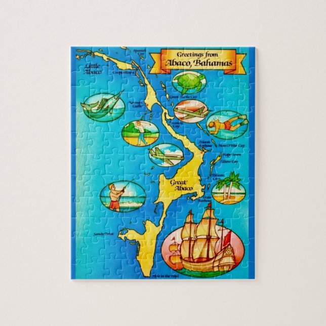 Colorful Abacos Islands Map Puzzle (Vertikal)