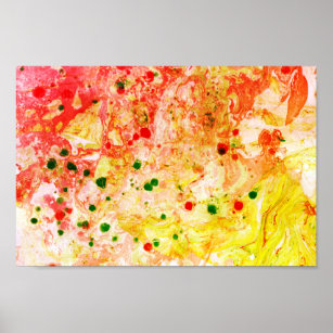 Colorful Abstract Art Green Red Yellow Modern Poster