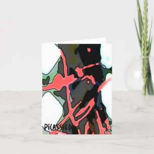 Colorful Abstract Art Note Card Flamingo Pink Karte