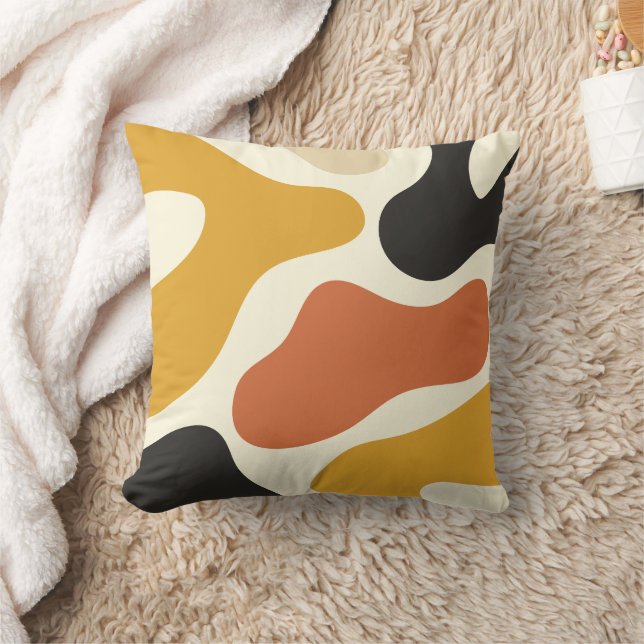  colorful Abstract Black And mustard orange Kissen (Decke)