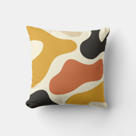 colorful Abstract Black And mustard orange Kissen