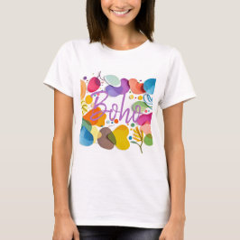 Colorful Abstract Botanical Boho Cutout Art T-Shirt