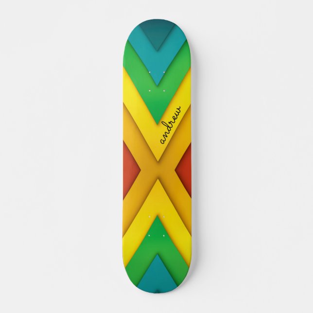 Colorful Abstract Chevron Pattern Skateboard (Vorne)