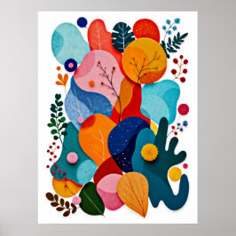 Colorful Abstract Felt Floral Boho Nursery Poster