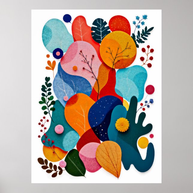 Colorful Abstract Felt Floral Boho Nursery Poster (Vorne)
