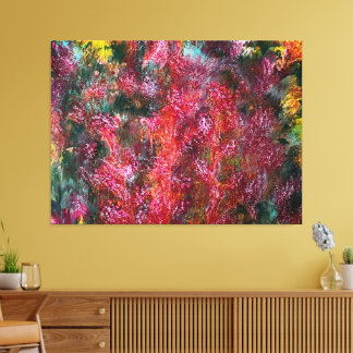 Colorful Abstract Floral Painting on Canvas Leinwanddruck