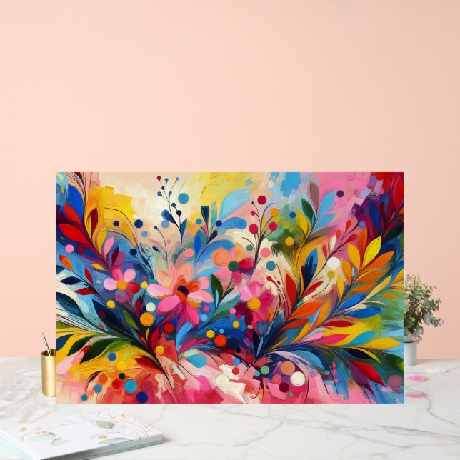 Colorful Abstract Flowers Vibrant Explosion Art Ch Acrylschild (Hochzeit)