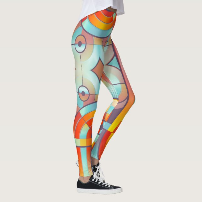 Colorful Abstract Geometric Leggings (Rechts)