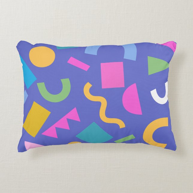 Colorful Abstract Geometric Memphis Style Pattern Dekokissen (Vorderseite)