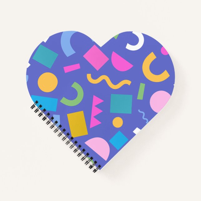 Colorful Abstract Geometric Memphis Style Pattern Notizbuch (Vorderseite)