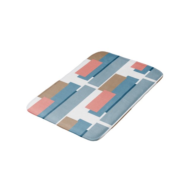 Colorful Abstract Geometric Stripes Badematte (Schrägansicht)