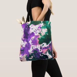 Colorful Abstract Green and Purple Splatter Paint