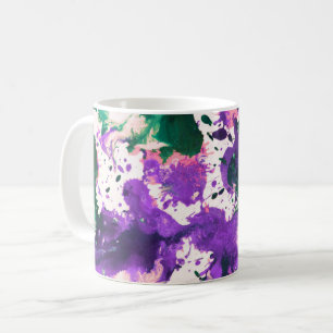 Colorful Abstract Green and Purple Splatter Paint Kaffeetasse