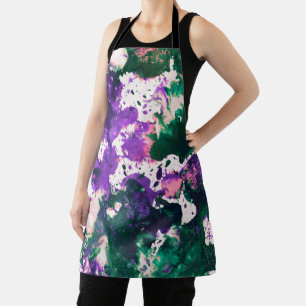 Colorful Abstract Green and Purple Splatter Paint Schürze