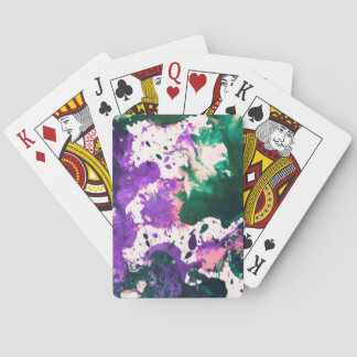 Colorful Abstract Green and Purple Splatter Paint Spielkarten
