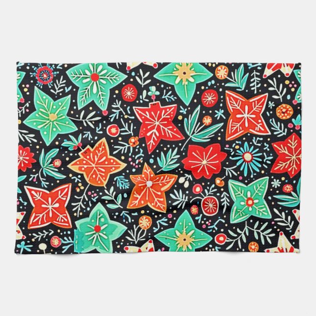 Colorful Abstract Holiday Design Geschirrtuch (Horizontal)