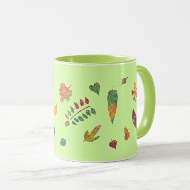 Colorful Abstract Leaves Autumn Mugs Tasse (VorderseiteRechts)