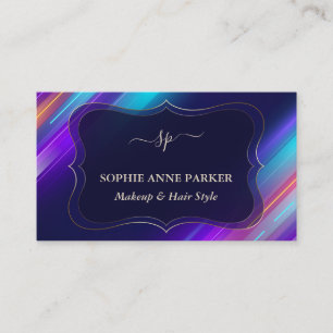 Colorful Abstract Monogram Professional Makeup  Visitenkarte