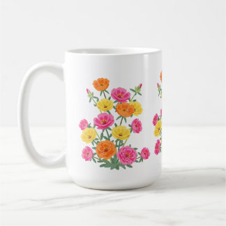 Colorful Abstract Moss Rose Flower Botanical Art Kaffeetasse