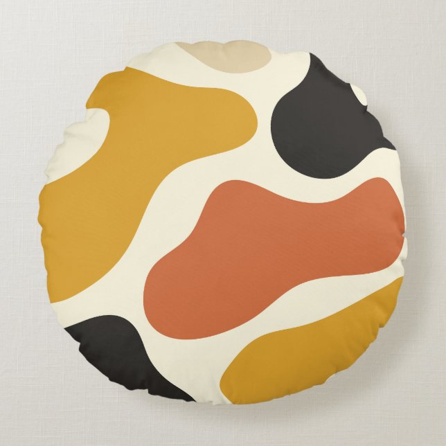 colorful Abstract mustard Black And White  Rundes Kissen (Vorderseite)