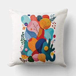 Colorful Abstract Organic Shapes Boho Floral Kissen