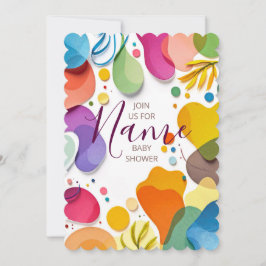 Colorful Abstract Shapes Floral Boho Baby Shower Einladung