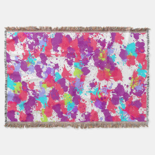 Colorful Abstract Splatter Paint, Red and Purple Decke