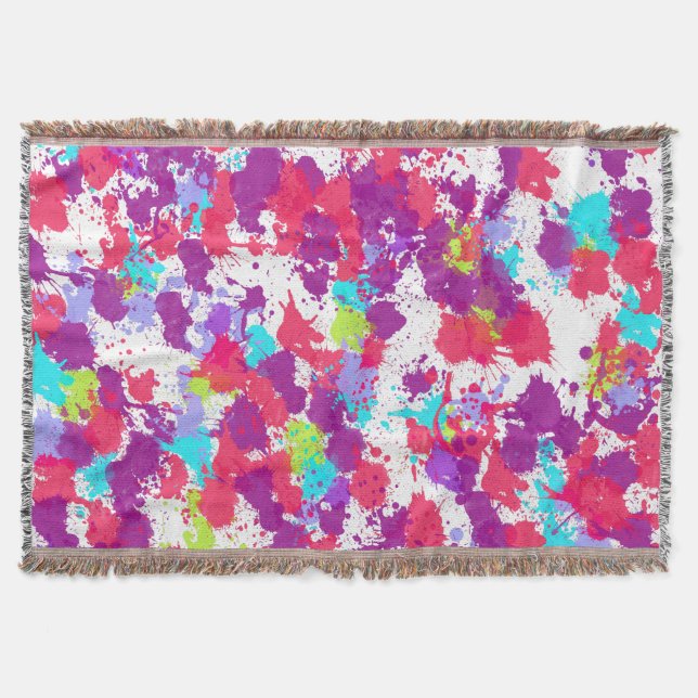 Colorful Abstract Splatter Paint, Red and Purple Decke (Vorderseite)