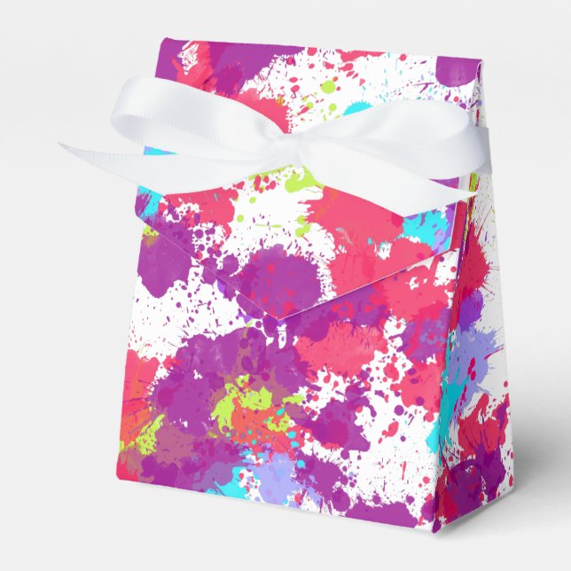 Colorful Abstract Splatter Paint, Red and Purple Geschenkschachtel (Vorderseite)