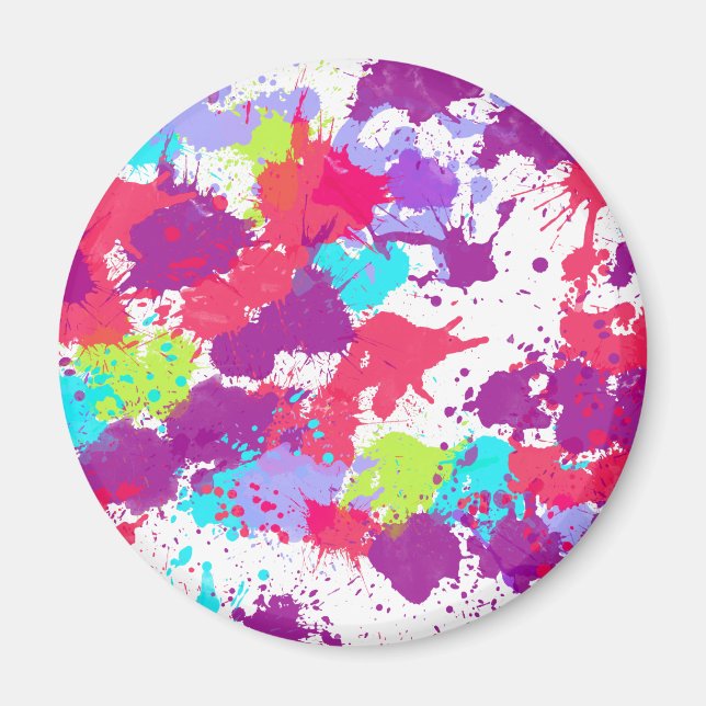 Colorful Abstract Splatter Paint, Red and Purple Magnet (Vorne)