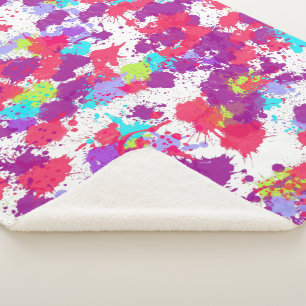 Colorful Abstract Splatter Paint, Red and Purple Sherpadecke