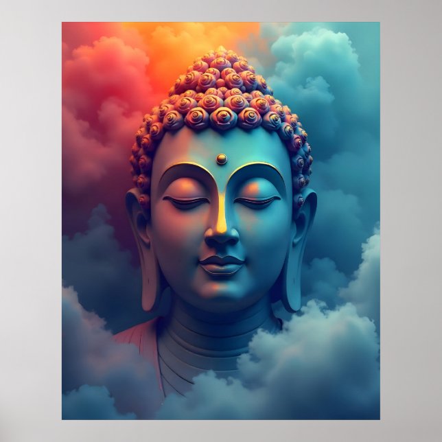 Colorful Abstract Surreal Art | Serene Buddha Poster (Vorne)